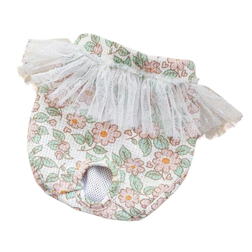 Image of Small Dog Sanitary Panties, Lace Washable Reusable Cute Puppy Panties Pet Underwear Diaper Physiological Shorts for Female Girls Dogs (Flower Leaves,XS)