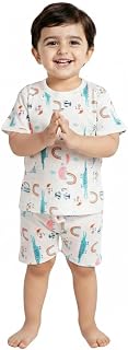 LITTLE BOY Kids Cotton Half Sleeve T-Shirt and Shorts Set | Soft & Breathable Nightwear/Pyjama Set for Boys | Cute Printed... Price In India