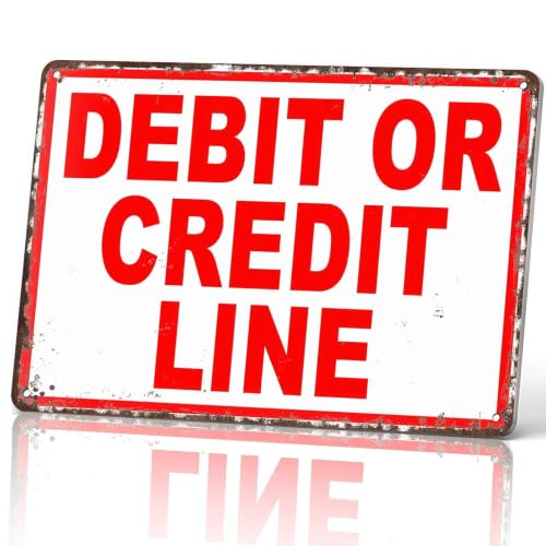 Vintage Metal Signs Debit Credit Line Business Wall Decor 8x12 In
