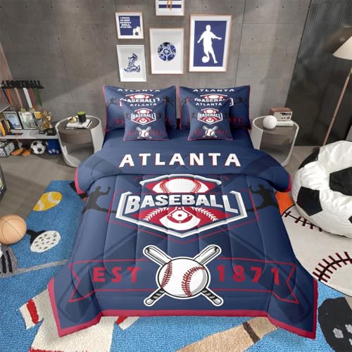 Erosebridal 7-Pc Baseball Kids Bedding Set, Full, Atlanta