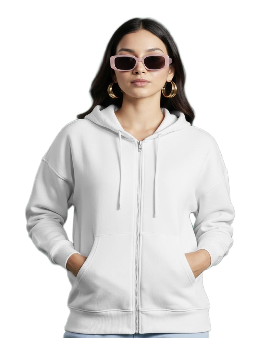 maykr Women’s Solid Zip-Up Hoodie Sweatshirt | Winter Wear Hooded Jacket with Pockets|2-picture-25