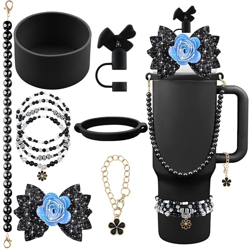 Hpebl 10PCS Flower Accessories for Stanley Cup 30 40oz Tumbler,Black