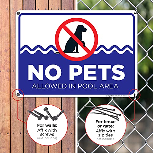 Cartel de aluminio 10x14 para área de piscinas sin mascotas miniatura 4
