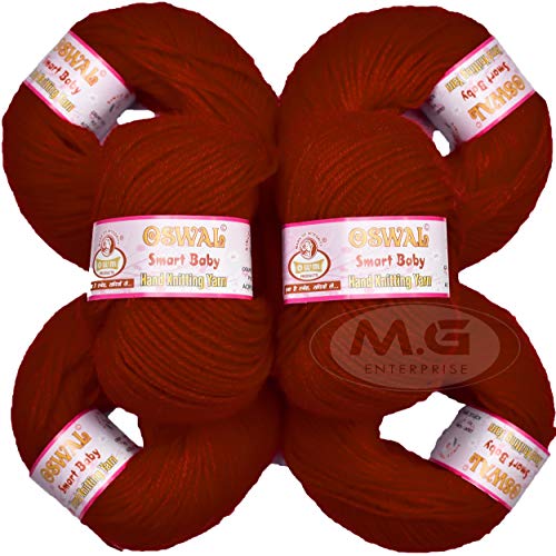 Image of M.G ENTERPRISE Os wal 100% Acrylic Wool Red (16 pc) Baby Soft 4 ply Wool Ball Hand Knitting Wool /Art Craft Soft Fingering Crochet Hook Yarn, Needle Knitting Yarn Thread Dye V
