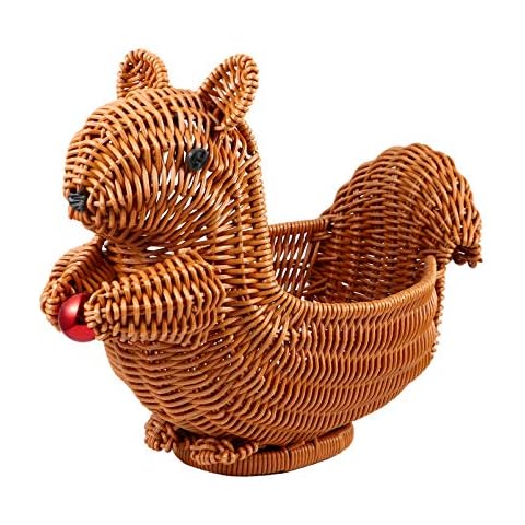 Cabilock Squirrel Shape Rattan Fruit Basket Cover