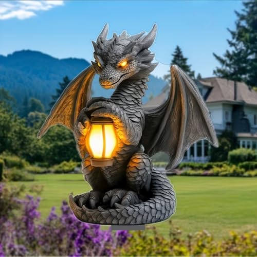 Dragon Holding The Lamp Acrylic Garden Stake, Indoor and Outdoor Garden Acrylic Decoration, Suitable for Flower Pots and Landscape Beautification, Suitable for Courtyards and Lawn