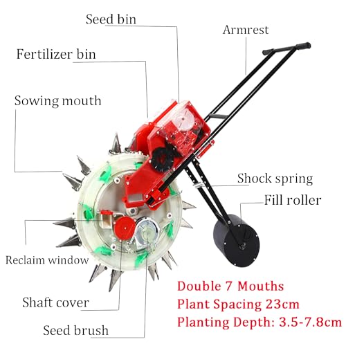 zyiesrsq Semeador de sementes e aplicador de fertilizante, semeador de jardim com 7 bocas, semeadora