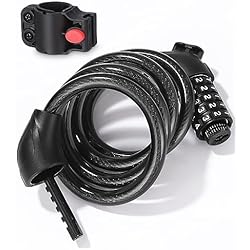 Cadena Seguridad Bicicleta Decathlon FAOKZE Candado Bicicleta Cadena Bici Combinacion 5 Dígitos 125cm/12mm Largo Candados Antirrobo Bicicletas Seguridad para MTB Patinete Eléctrico Bicis Carretilla Puertas Accesorios(Negro)
