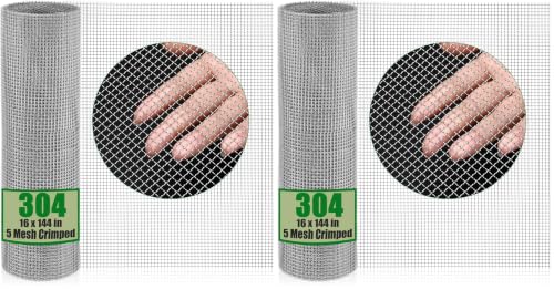 Image of Valchoose Upgraded 304 Crimped Wire 0.65mm, 16X144 in (407x3660mm) Rust Proof Hardware Cloth Sturdy, Wire Mesh Roll Easy to Cut Shape, Chicken Roll for Chicken Coop, DIY Cage (Pack of 2)