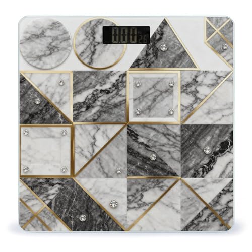 Báscula de Baño Digital Geométrica Mármol Precisa y Estable miniatura 1