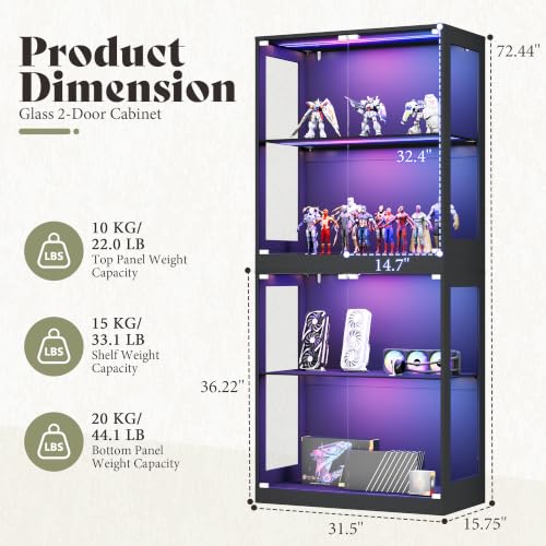 Image of AMERLIFE Modular DIY RGB Display Cabinet, 32 x 16 x 72.5 Inch