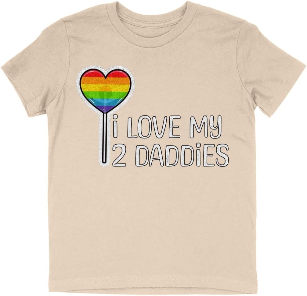 I Love My Two Daddies Kids' T-Shirt - Rainbow T-Shirt - Heart Tee Shirt for Kids