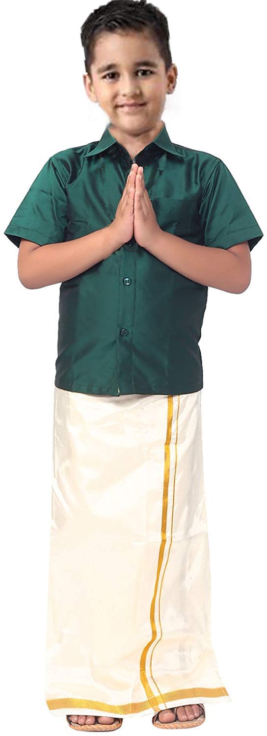 SJS King Boy's Shirt/Genxt Dhoti Regular Fit (Leaf Green, 9-10 Years) - Image 6 thumbnail