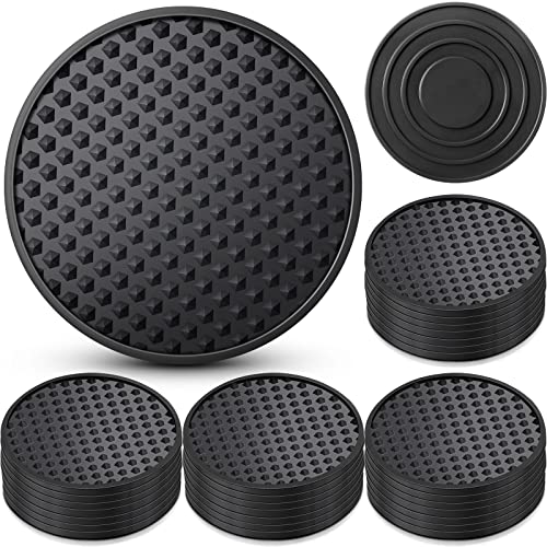Eccliy 36 Pack Silicone Coasters for Drinks Nonslip Silicone Drink Coasters Cold Hot Heat Resistant for Table Tabletop Coffee Bar (Black)