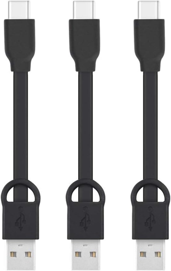 Short USB C to USB A, Type-C Charger Cable Cord PowerLine Keychain 3 Inches Fast Charging Cord Compatible with Samsung Galaxy S20/ S20 Plus/S10/S9/Note 20 Ultra/Google Pixel OnePlus(3 Packs)