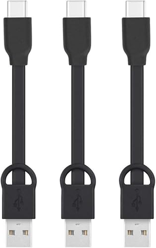 Cable de carga corto USB C a USB A, cable de carga tipo C, llavero PowerLine de 3 pulgadas, cable de carga rápida compatible con Samsung Galaxy