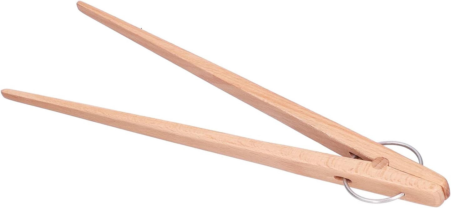 Wooden Bread Tongs, Toaster Tongs Reusable Wood Cooking Tongs Kitchen Wooden Baking Food Salad Fruits Cooking Tool Kitchen Gadget for Cheese Bacon Muffin Fruits Bread image 2