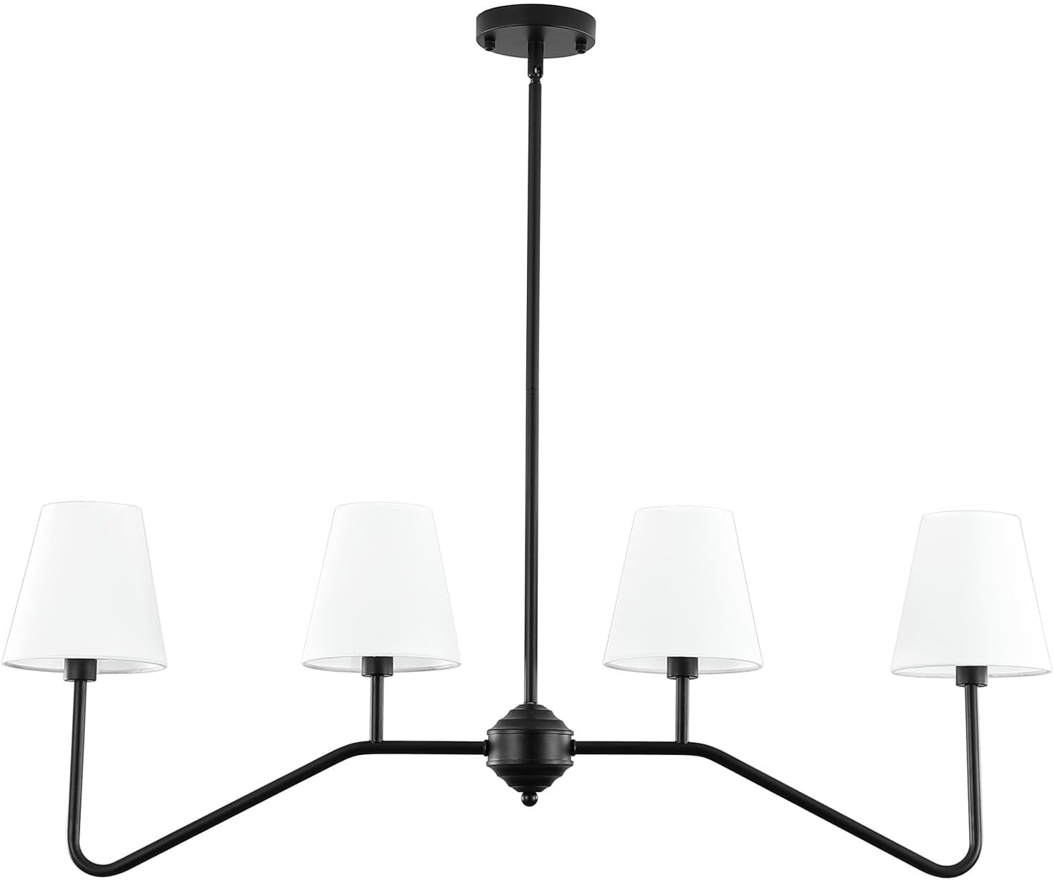 9MMML 39" 4 Arms Kitchen Island Lighting,4 Lights Dining Room Chandelier,Black Body + Fabric Shade Fixture for Hallway Entryway Foyer Living Room,E12 Bulb