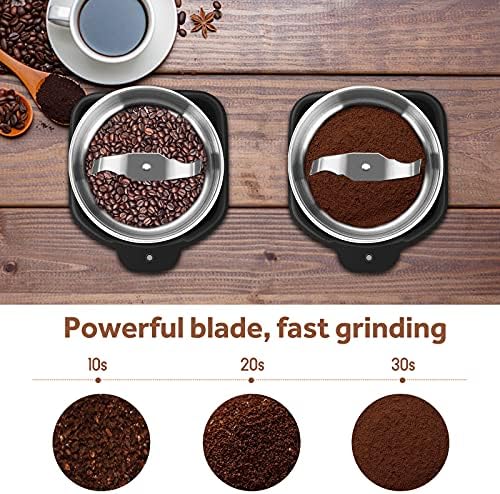 NWOUIIAY Coffee Grinder Electric 80g Separate Grinder for Coffee Bean 200W Powerful Stainless Steel Blade Electric Mill Spice Grinder One Key Operation Fast Grinding for Coffee Nuts Pepper