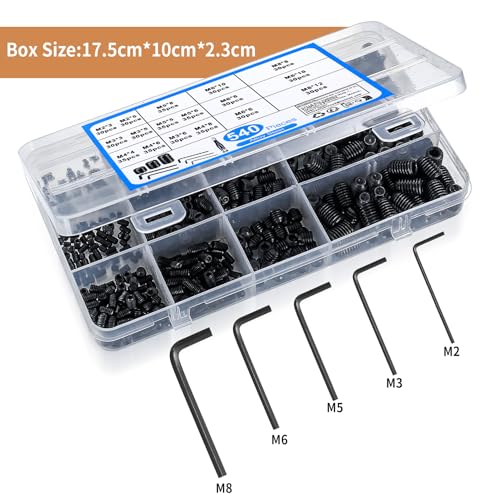 540 Pcs Grub Screw Assortment Set, Hex Socket Head Set Screws, alloy steel Threaded Fasteners for Door Handles Lights - Image 3