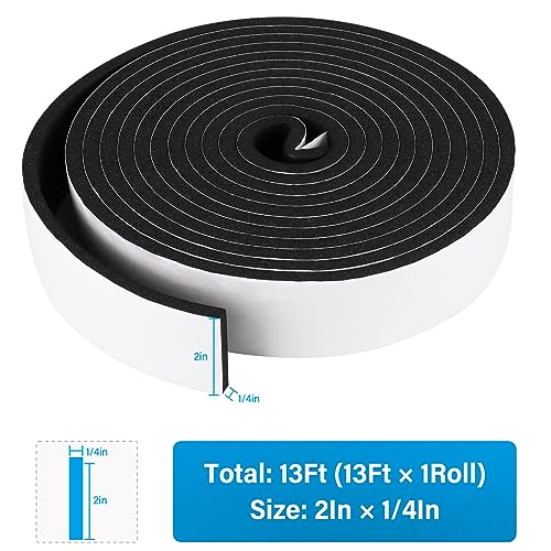 Image of DGSL Foam Weather Stripping, 2 inch x1 /4 inch, 13Ft Door Window Seal Tape