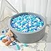 STARBOLO 150 Pcs Ball Pit Balls Stars Hearts Strips, Blue Balls for Ball Pits, Children's Pool Water Toys for Baby Pool, Play Toy Balls for Kids Toddler Birthday Party Decoration