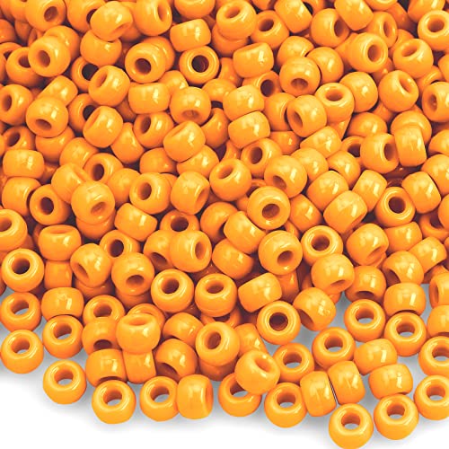 Pony 1100 Pcs Beads for Jewelry & Bracelets Making, Hair & Braids for Girls (Orange)