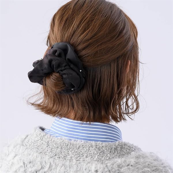 コンプレックスビズ パフフローラル シュシュ ブラック