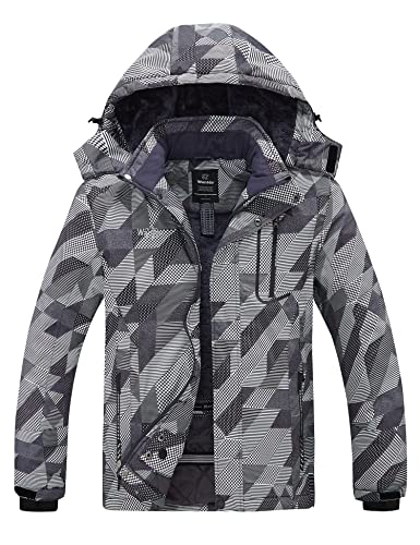 wantdo Men's Hooded Windbreaker Raincoat Running Insulated Jacket Black White Flora Large