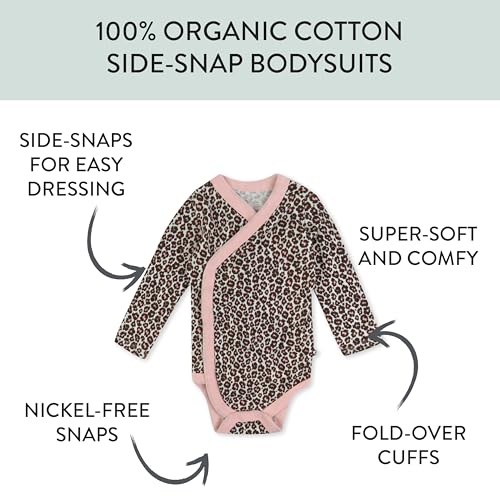 Image of HonestBaby Baby 3-Pack Organic Cotton Long Sleeve Side-snap Kimono Bodysuits
