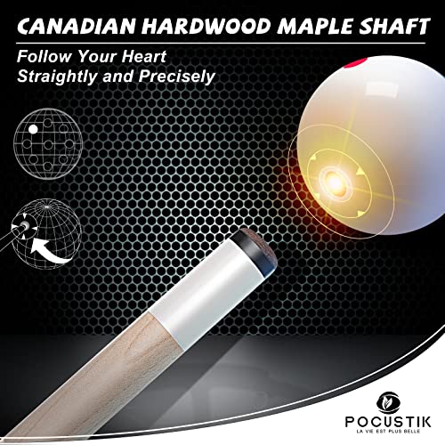Pocustik Billiard Cues Stick Set 58" 2-Piece, 13Mm Tip Pool Cue Canadian Maple, House Bar Pool Table Sticks Ergonomic Design For Men Women- Blue,18 Oz #TOP5