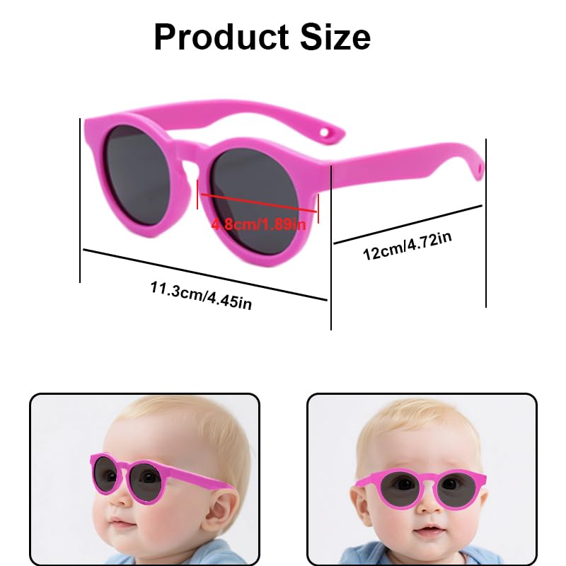 Occhiali da sole per bambini con cinturino regolabile, pieghevoli per occhiali da sole per neonati, protezione UV400 polarizzati e montatura in silicone resistente, per ragazze e ragazzi, età