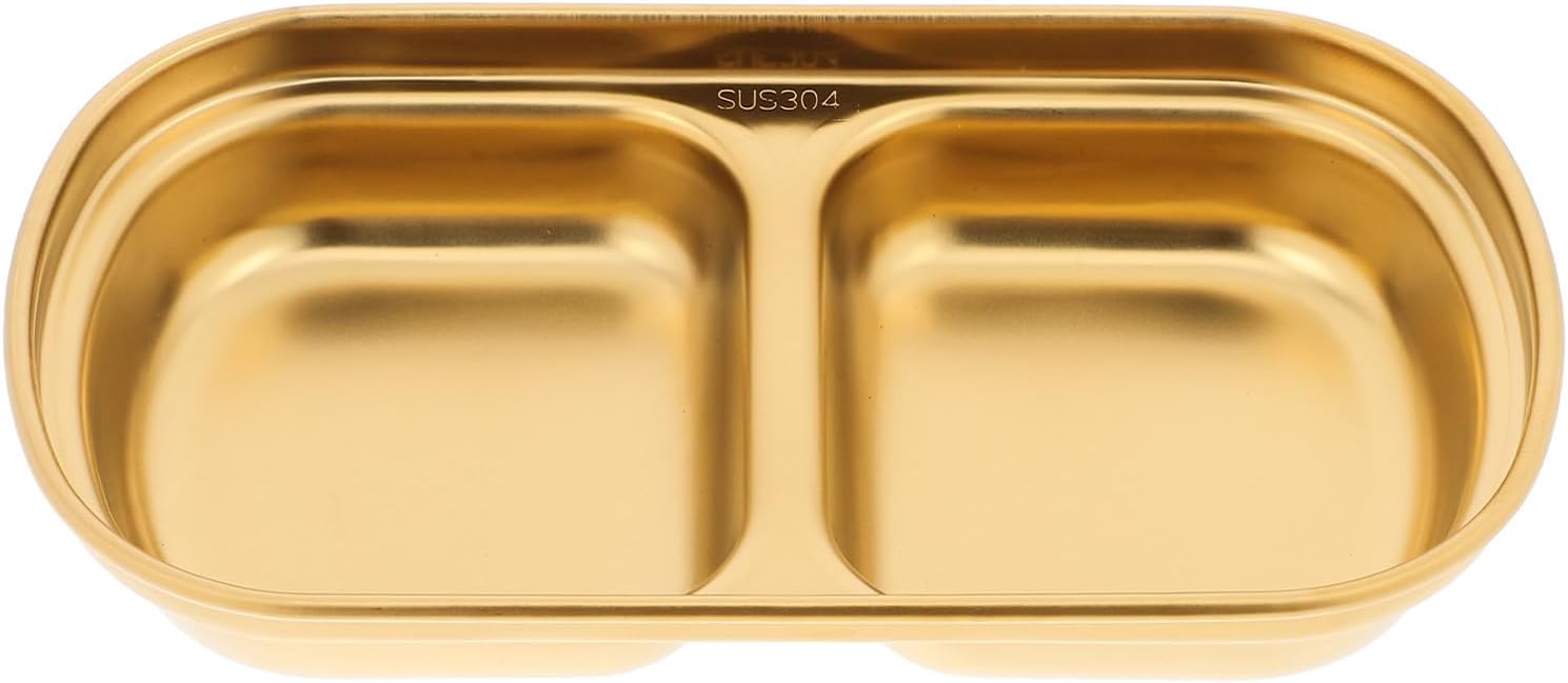 Stainless Steel Divided Dipping Bowl Compartment, Highly Resistant and Versatile Snack Serving Dish for Home Kitchen, Elegant Design Side Dish for Bbq and Appetizers