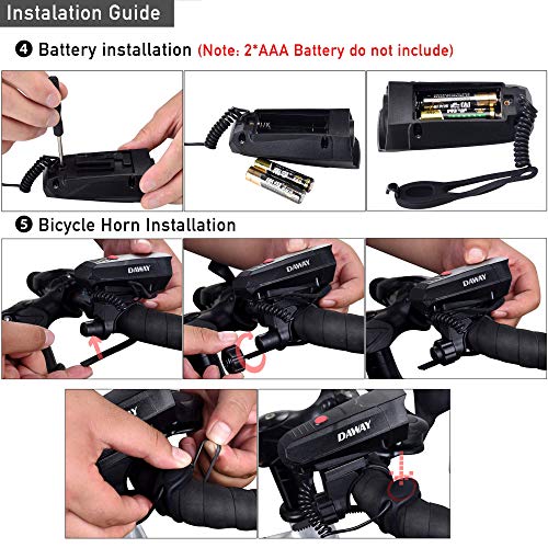 Daway A14 Loud Electric Bike Horn - 5 Modes Sound 110 Db Bicycle Cycling Handlebar Ring Alarm Bells With Free Screwdriver, Practical Gift For Kids Adults #TOP3