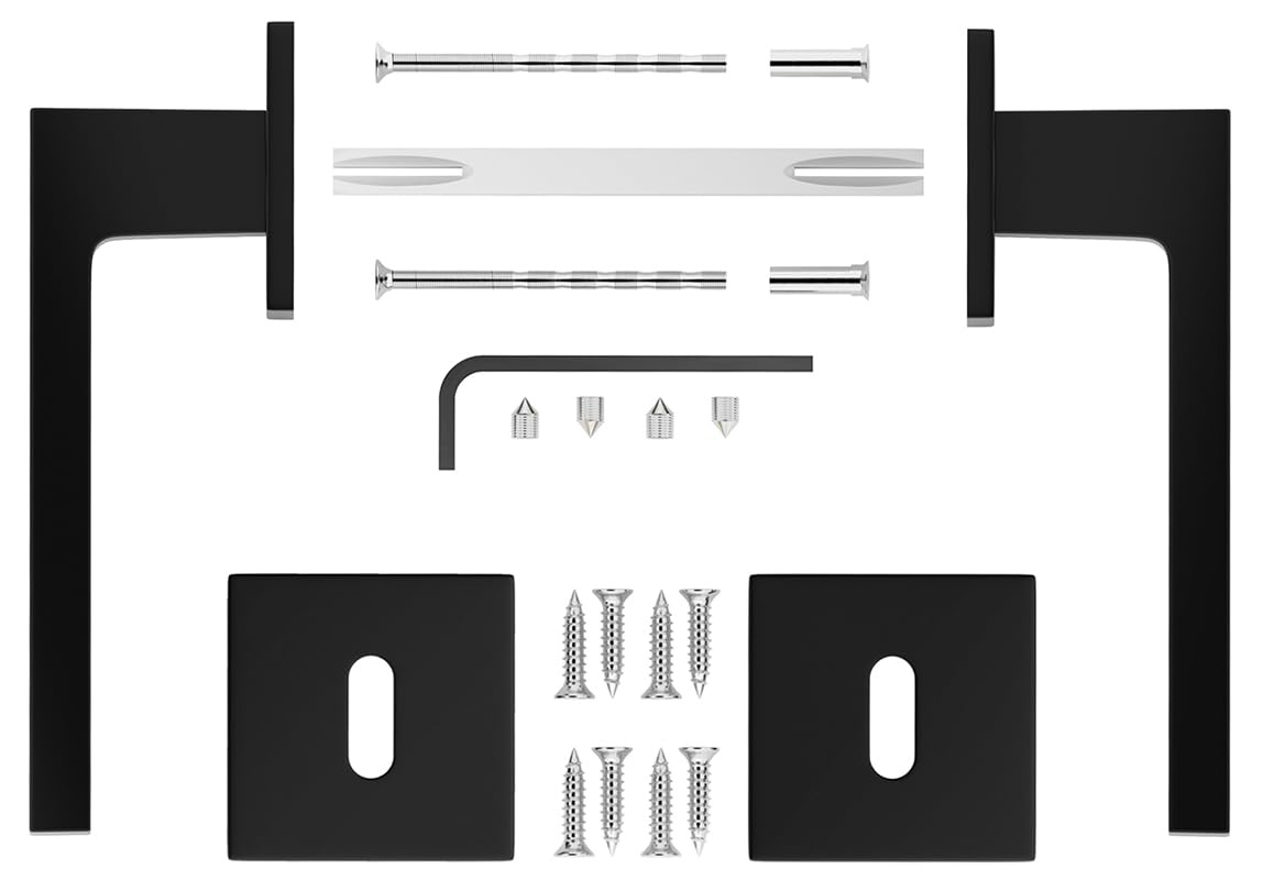 ERGO line Design moderne, poignée de porte noire TOMMY, pour portes d'intérieur à clé, la silhouette ultra-fine, poignée carrée noire mate, garnitures de porte, poignée