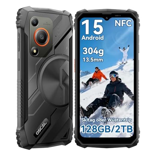OSCAL Marine 1 Outdoor Handy Ohne Vertrag,12GB+128GB/2TB TF Outdoor Smartphone, Android15 Rugged Smartphone, 6.56" HD+ 90Hz, 16MP+8MP AI Kamera Baustellen Handy, Dual SIM/Face ID/GPS/NFC/IP68/I69K
