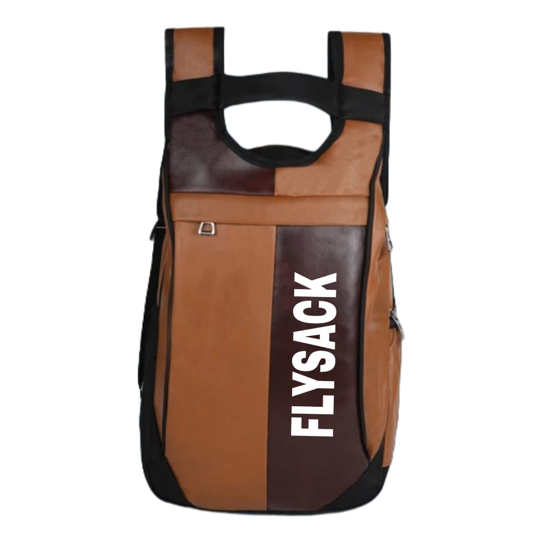Premium Leather Travel Backpack, Brown and Dark Brown, Two-Tone Design, Padded Straps, Modern Urban Style-image-20