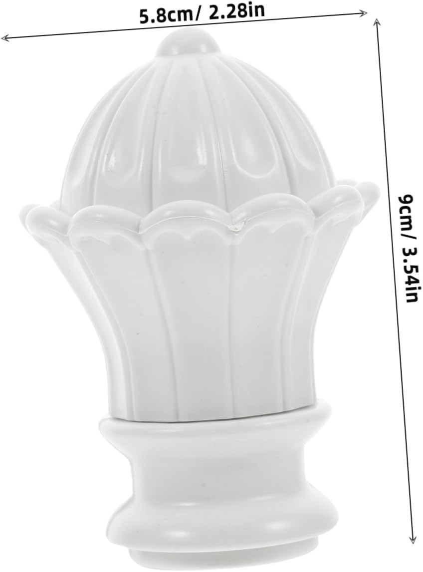 4pcs Plastic Curtain Rod Finials Simple Decorative Ends for Curtain Rod Easy Install Drapery Caps for Window Treatments Lotus Style Design