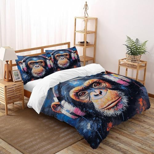 Parure de lit singe 200x200 avec 2 taies microfbre - 2