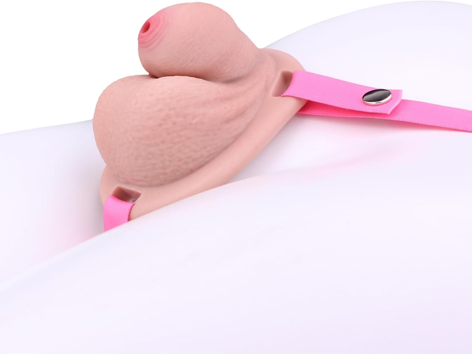 Wearable Harness Chastity Cage BDSM Penis Bondage Scrotal Stretcher - Strap On Silicone Chastity Device Men Cock Cage Restraints Penis Cover Adult Sex Toy (Pink)