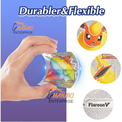 Image of MANAKI ENTERPRISE 55 PCS Rainbow Foil Card Assorted Cards TCG Deck Box - V Series Cards Vmax GX Rare Golden Cards and Common-Rare Mystery Card (Rainbow)