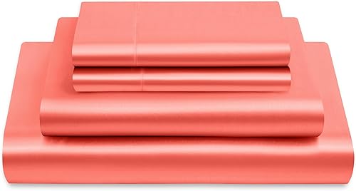 Vista 188 de Vonty Satin Sheets King Silky Soft Satin Bed Sheets Amber Beige Sheet Set, 1 Deep Pocket Fitted Sheet + 1 Flat Sheet + 2 Pillowcases