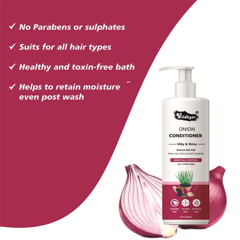 Image of Onion Hair Conditioner, Silky & Shiny, Hair Fall Control, 250ml Onilon Conditioner