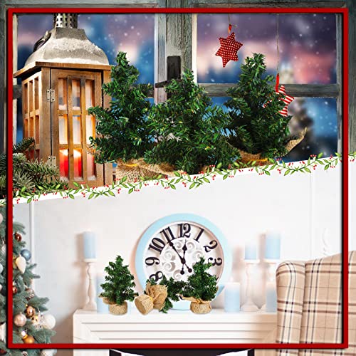 Mini árvore de Natal artificial de mesa, pinheiro, miniatura, pinheiro, com base de linho, para deco