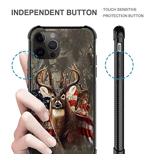 Iphone 12 Mini Case, Hsk American Flag Camo Deer Skull Iphone 12 Mini Cases With 4 Corners Protective Shockproof Soft Tpu Bumper Slim Pattern Design Back Case #TOP1