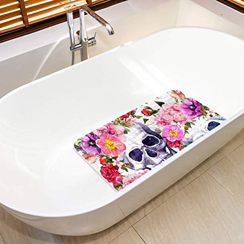 Alfombrilla para bañera infantil rosa de 68x37 cm con diseño de calavera 6