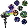 Poeland 8 Patterns Christmas Laser Projector Lights, Outdoor Garden Decorative Lights with Remote Control and Security Lock for Indoor Outdoor Home Garden (Red, Green, Blue)