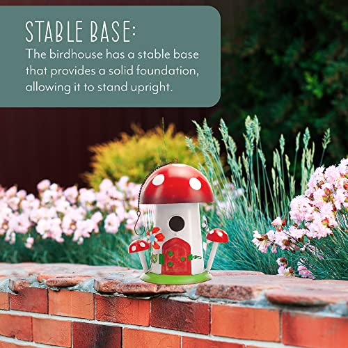 Esterno Mushroom Shaped Birdhouse; Songbird Nesting Galvanized Iron Colorful Mushroom Bird House #TOP6