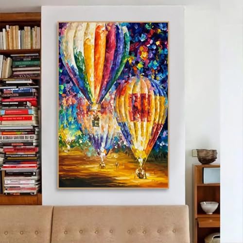 Peinture à l'huile montgolfière abstraite faite main sur toile de coton format 80x120cm sans cadre