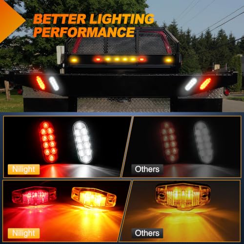 Image of Nilight LED Trailer Light Kit Oval Tail Lights with Diamond Marker Light